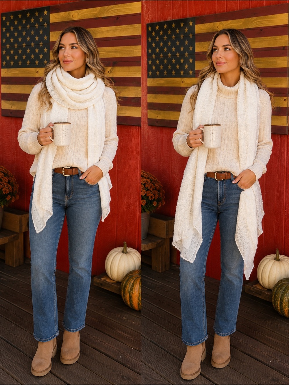 Cozy Cream Knit Scarf
